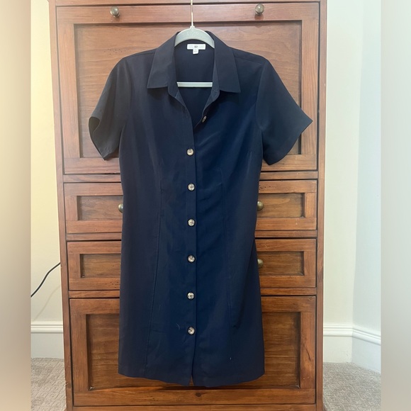 NWOT Nordstrom BP Navy Blue Shirt Dress With Drawstring in the Back, Size Medium - Picture 3 of 11